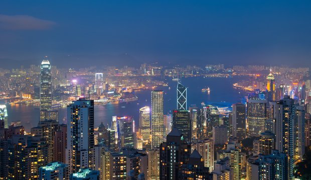 Hong Kong at night, view from Victoria Peak