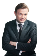 Isolated on white young handsom man wearing in formal suit