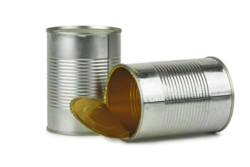 Full and empty tin cans