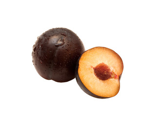 Plums isolated on white background