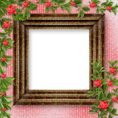 Card for invitation or congratulation with red orchids
