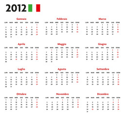 Base calendario italiano con festività 2012