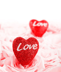 Beautiful pink roses & hearts border