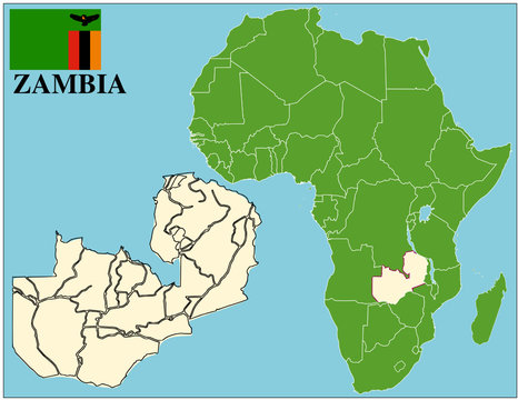 Zambia Emblem Map Africa World Business Success Background