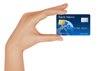 Credit card in hand. Vector