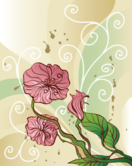 floral background with decorative pink flowers