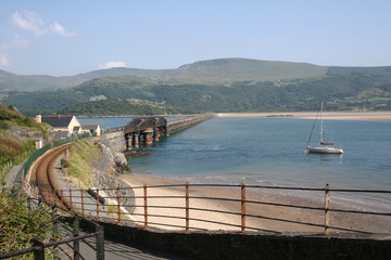 Bridge over River Mawddach, Barmouth, North Wales