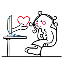 figur frau im chat bekommt herz