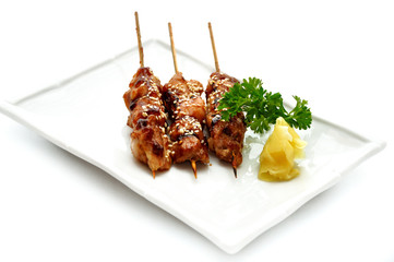 Delicious chicken satay on skewers. Yakitori