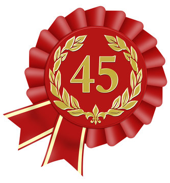 jubil&auml;um 45 zehnj&auml;hriges 45. button lorbeer schleife