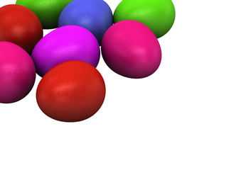 3d Colored Easter Eggs  on white background