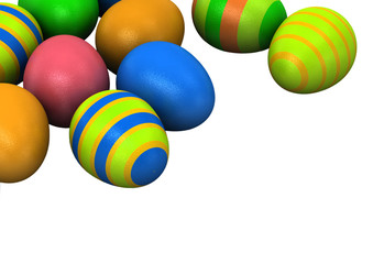 3d Colored Easter Eggs  on white background