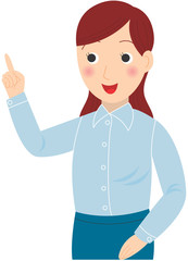 指を差して案内する日本人女性