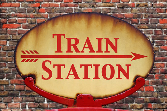 Retro sign Train station