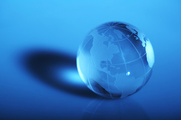 Translucent globe with blue background