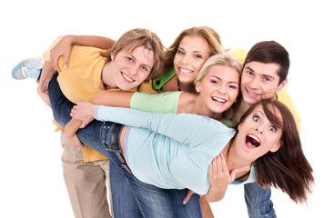 Obraz premium Group of young people on white.