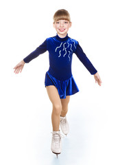 Young girl figure skating. Isolated.