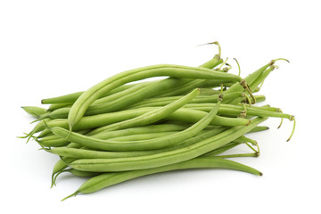 green beans on white background