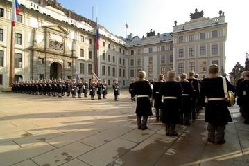 R&eacute;publique Tcheque, Prague : Rel&egrave;ve de la garde au chateau