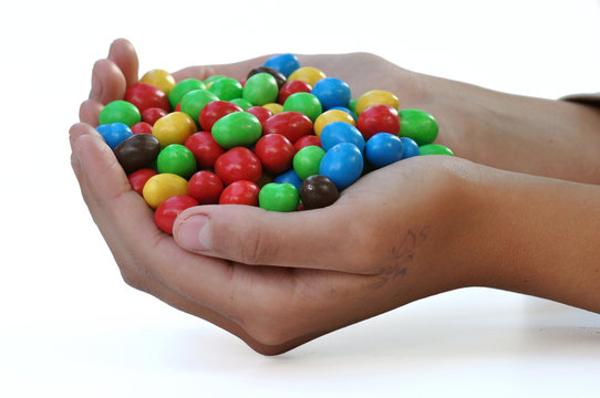 Hand of Colorful Candies