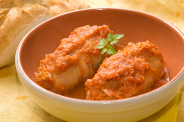 involtini di cavolo verza ripieni di riso e carne
