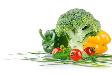 cabbage broccoli with tomatos and green leaves