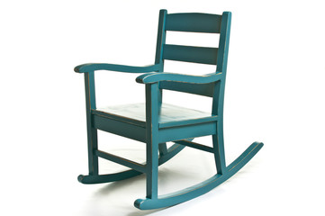 Blue antique rocking chair