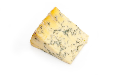 Stilton Cheese isolated on a white background.