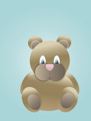 cute plump teddy bear on blue background