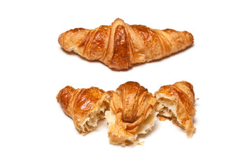 Butter Croissant isolated on a white studio background.