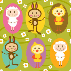 Seamless pattern with cartoon toys