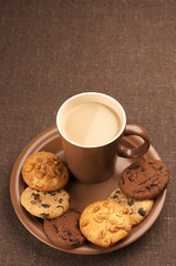 Various cookies and coffee