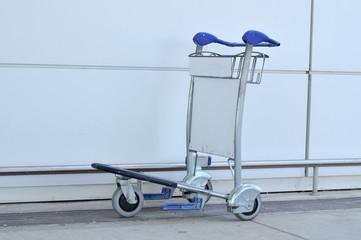 Luggage carts at modern airport.