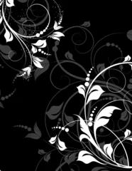 Washable wall murals Flowers black and white Abstract illustration