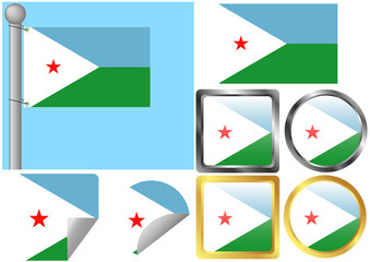Flag Set Djibouti