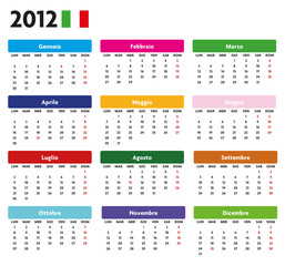 Base calendario italiano con festività 2012 Color