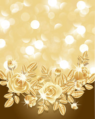 Background with golden roses. vector illustration