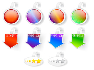 Sale, rating and discount badges