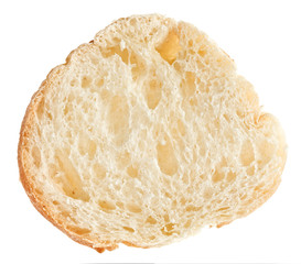 Cut of baguette bread isolated on white