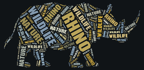 Textcloud: silhouette of rhino