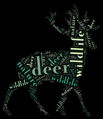 Textcloud: silhouette of deer