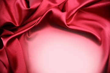 Red silk material. Copy space