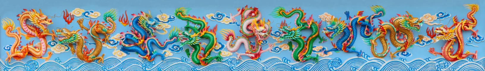 Schilderijen op glas nine dragon or great dragon wall © wiangya