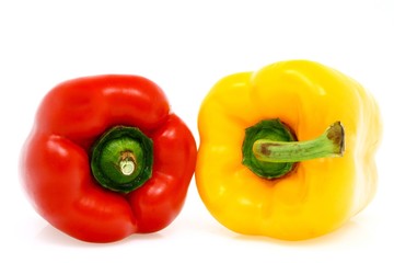 Orange and red pepper isolated on background