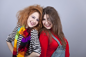 Fototapeta premium Two funny girls.
