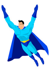 Super-héros de dessin animé en pose de vol