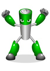 Personnage de dessin animé d& 39 une batterie robotique