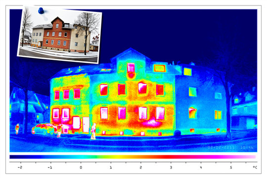 thermal imaging of an old, partly isolated house