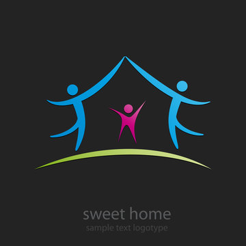Logo Sweet Home, black background # Vector