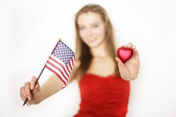 Frau mit USA Fahne